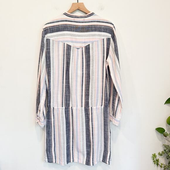 Xirena Sorento Striped Button Tie Tunic Dress Pink Size M - Picture 6 of 8